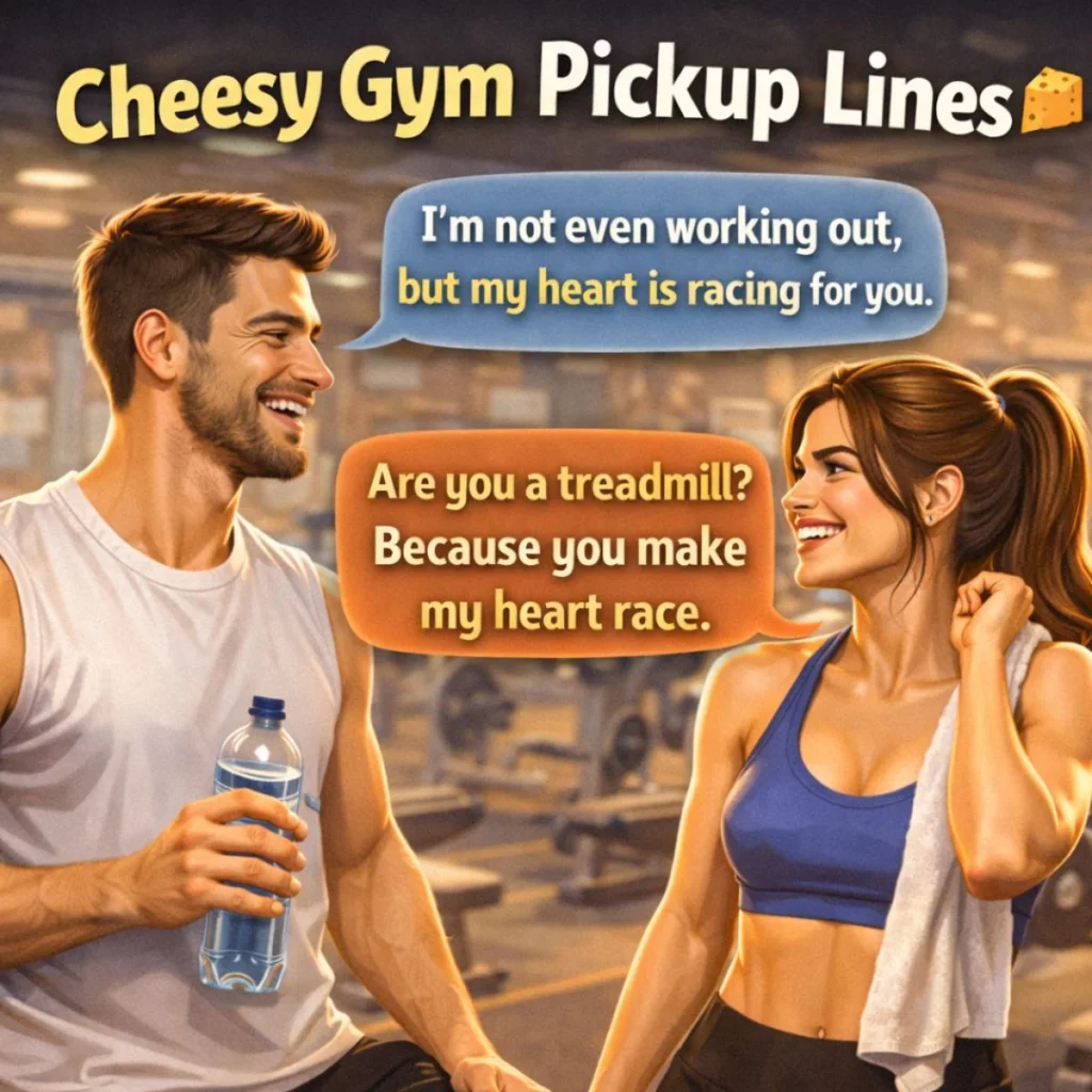 cheesy gym pickup lines couple flirting in gym