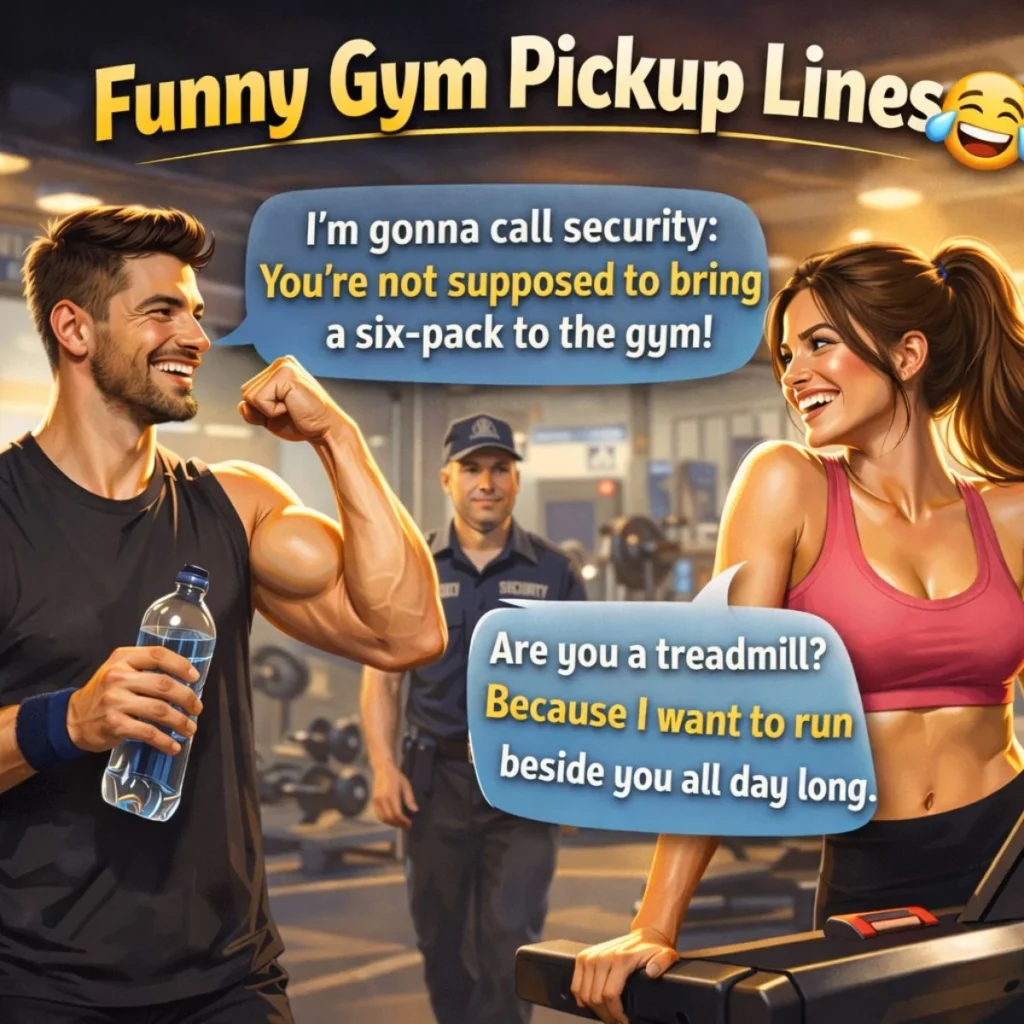 funny gym pickup lines couple flirting in gym