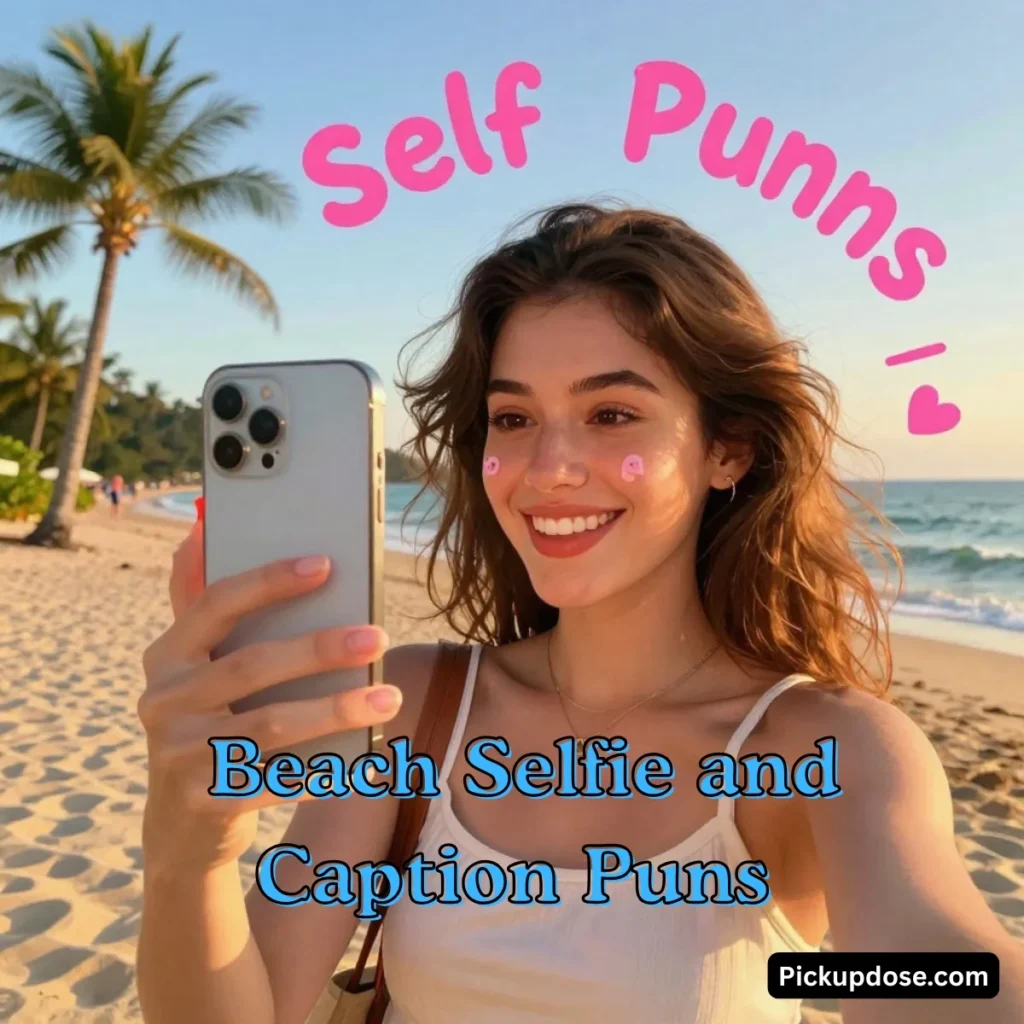 _Beach Selfie and Caption Puns